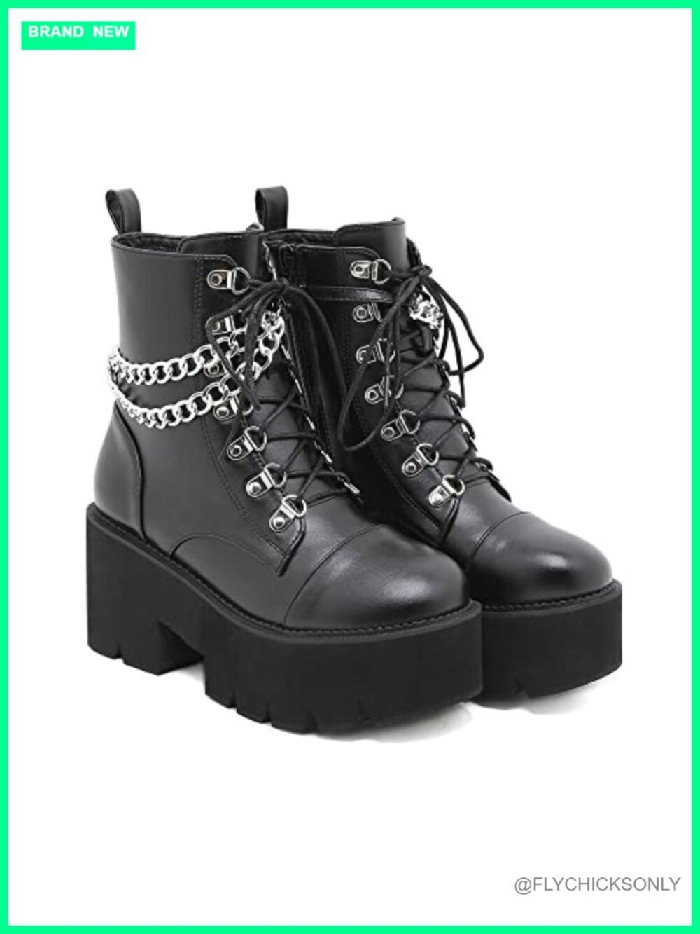 Women's Platform Ankle Boots Round Toe Chunky Heel Lace Up Combat Booties